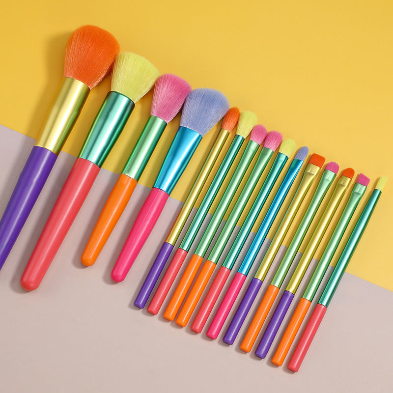 Makeup Brush Set 15pcs Multicolor Colourful Makeup Brushes Makeup Brush Set 15pcs Multicolor Colourful Makeup Brushes